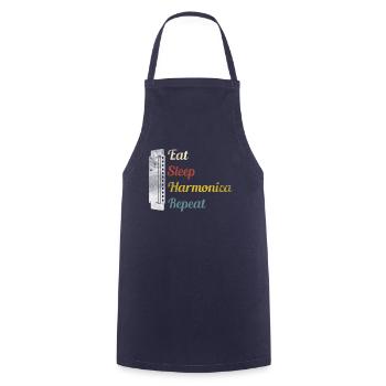 Eat Sleep Harmonica Repeat Harmonica - Cooking Apron - navy - Front - AI Model Male 185 dark (185cm)