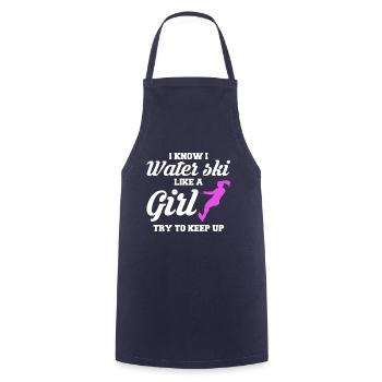 I Know I Waterski Like A Girl Gift - Cooking Apron - navy - Front - AI Model Male 185 dark (185cm)