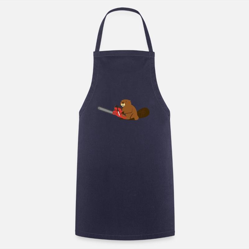 Travailleur forestier Bieber Avec tronçonneuse tronçonneuse - Tablier de cuisine - marine