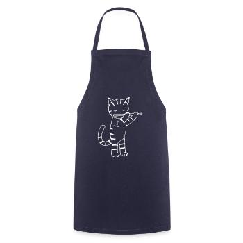 Cat Cat With Flute Gift - Cooking Apron - navy - Front - AI Model Male 185 dark (185cm)