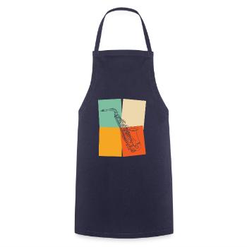 Vintage Retro Saxophone Teacher Gift - Cooking Apron - navy - Front - AI Model Male 185 dark (185cm)