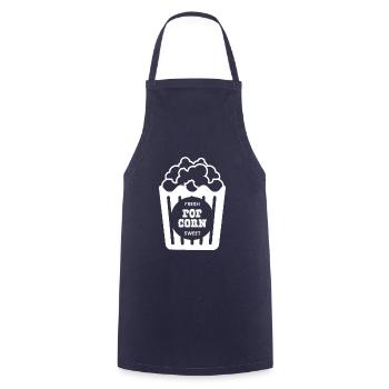 Popcorn Geschenk Filmeabend Kino - Kochschürze - Navy - Vorne - AI Model Male 185 dark (185cm)