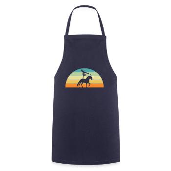 Vintage Retro Horse Vaulting Voltagieren - Kochschürze - Navy - Vorne - AI Model Male 185 dark (185cm)