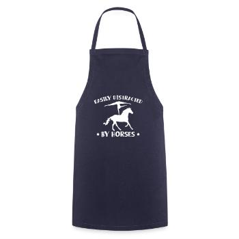 Facilement distrait par les chevaux Cadeau de chemise - Tablier de cuisine - marine - Devant - AI Model Male 185 dark (185cm)