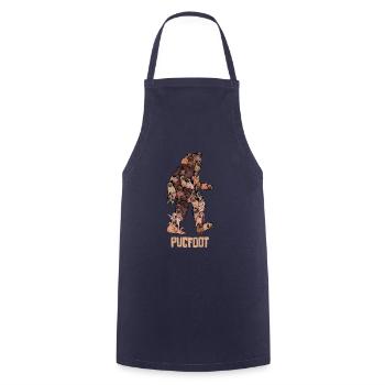Pugfoot - Funny Pug Bigfoot Sasquatch Dog Pun Gift - Cooking Apron - navy - Front - AI Model Male 185 dark (185cm)