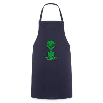 Meditating Alien - Spiritual Extraterrestrial - Cooking Apron - navy - Front - AI Model Male 185 dark (185cm)
