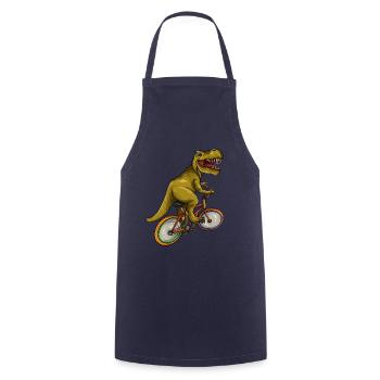 T Rex Riding Bicycle - Cycliste cycliste drôle de dinosaure - Tablier de cuisine - marine - Devant - AI Model Male 185 dark (185cm)