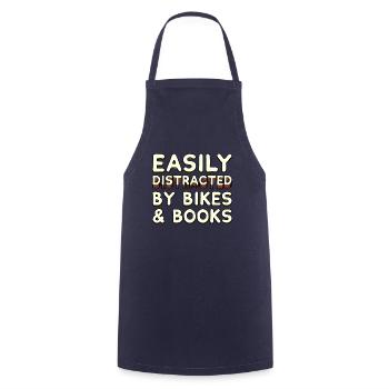 Easily Distracted By Bikes & Books - Bike Cyclist - Cooking Apron - navy - Front - AI Model Male 185 dark (185cm)
