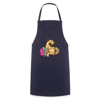 Donut Deadlift Pug - Funny Fitness Bodybuilder Dog - Cooking Apron - navy - Front - AI Model Male 185 dark (185cm)