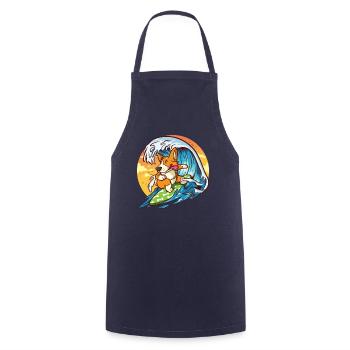 Surfing Corgi - Funny Cute Hawaiian Dog Surfer - Cooking Apron - navy - Front - AI Model Male 185 dark (185cm)