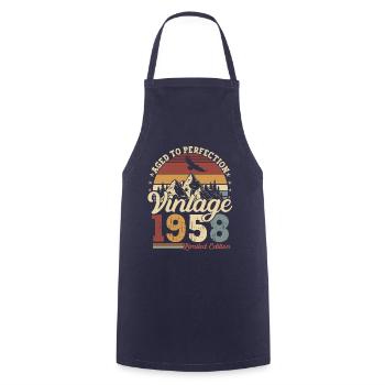 1958 Born vintage 65 birthday - Cooking Apron - navy - Front - AI Model Male 185 dark (185cm)