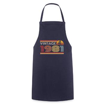 1981 Limited Edition Birthday Outfit 1981 vintag - Cooking Apron - navy - Front - AI Model Male 185 dark (185cm)