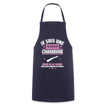 Je suis une maman chasseuse, cadeau fête des mères - Tablier de cuisine - marine - Devant - AI Model Male 185 dark (185cm)