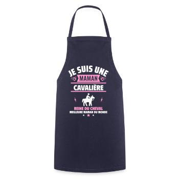 Je suis une maman cavalière, cadeau fête des mères - Tablier de cuisine - marine - Devant - AI Model Male 185 dark (185cm)