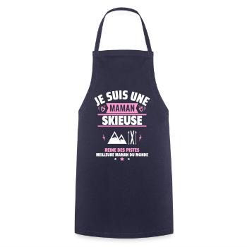 Je suis une maman skieuse, cadeau fête des mères - Tablier de cuisine - marine - Devant - AI Model Male 185 dark (185cm)