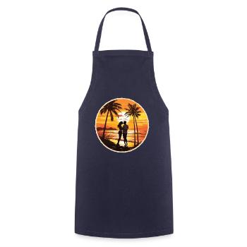 Beach, Island, Sea, Sunset - Cooking Apron - navy - Front - AI Model Male 185 dark (185cm)