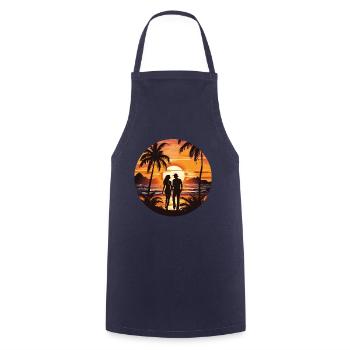 Beach Sunset - Cooking Apron - navy - Front - AI Model Male 185 dark (185cm)