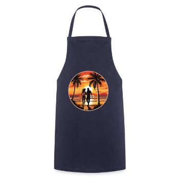 Beach Island Sea Couple - Cooking Apron - navy - Front - AI Model Male 185 dark (185cm)