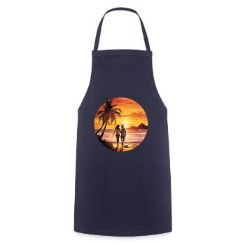 Couple romantique de plage - Tablier de cuisine - marine - Devant - AI Model Male 185 dark (185cm)