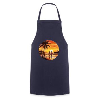 Beach, Island, Sea, Sunset - Cooking Apron - navy - Front - AI Model Male 185 dark (185cm)