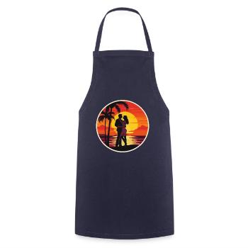 Sunset Couple Beach - Cooking Apron - navy - Front - AI Model Male 185 dark (185cm)