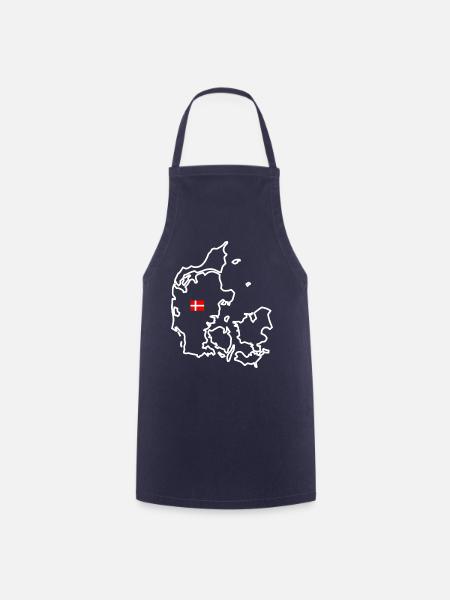 Dänemark - Kontur (weiß) - Kochschürze - Navy