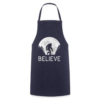 Vollmond - Nacht - Bigfoot Silhouette - Kochschürze - Navy - Vorne - AI Model Male 185 dark (185cm)