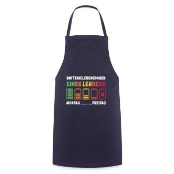 Lehrer Spruch Batterie Akku Lustig Schule Geschenk - Kochschürze - Navy - Vorne - AI Model Male 185 dark (185cm)