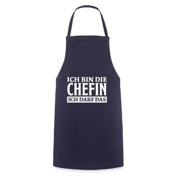 Chefin Spruch Familie Beruf Lustig Chefin Geschenk - Kochschürze - Navy - Vorne - AI Model Male 185 dark (185cm)