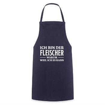 Fleischer Spruch Metzger Lustig Fleischer Geschenk - Kochschürze - Navy - Vorne - AI Model Male 185 dark (185cm)