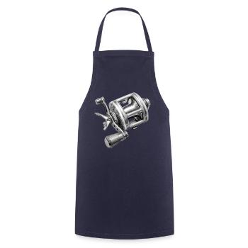 Fishing reel hand-drawn - Cooking Apron - navy - Front - AI Model Male 185 dark (185cm)