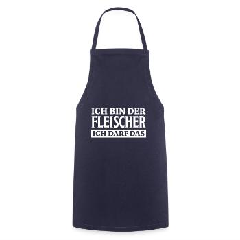 Fleischer Spruch Metzger Lustig Fleischer Geschenk - Kochschürze - Navy - Vorne - AI Model Male 185 dark (185cm)