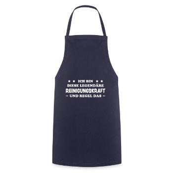 Reinigungskraft Spruch Haushalt Putzfrau Geschenk - Kochschürze - Navy - Vorne - AI Model Male 185 dark (185cm)