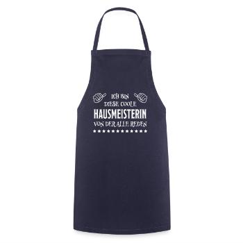 Hausmeisterin Lustig Spruch Hausverwalter Geschenk - Kochschürze - Navy - Vorne - AI Model Male 185 dark (185cm)