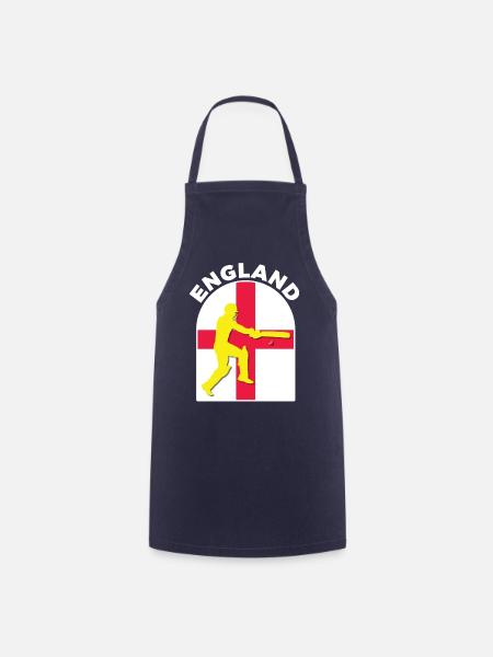 England Cricket Batsman England Flag by DPattonPD - Cooking Apron - navy