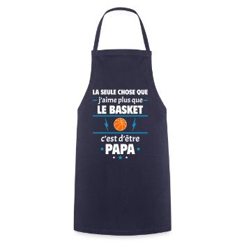 Plus que le basket c'est d'être papa, noël - Tablier de cuisine - marine - Devant - AI Model Male 185 dark (185cm)