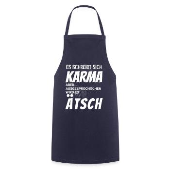 Es schreibt sich Karma aber spricht sich Ätsch - Kochschürze - Navy - Vorne - AI Model Male 185 dark (185cm)