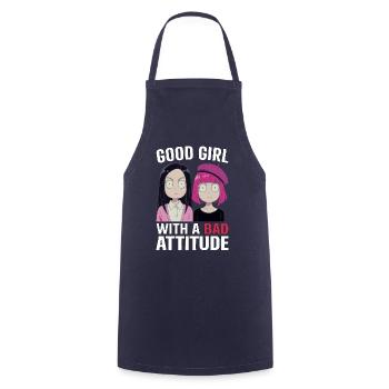 Une bonne fille avec une mauvaise attitude - Tablier de cuisine - marine - Devant - AI Model Male 185 dark (185cm)