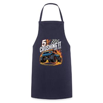 5th Birthday Monster Truck – Crushing It 2020 - Cooking Apron - navy - Front - AI Model Male 185 dark (185cm)