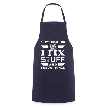 Thats what I do - fix things know things - Kochschürze - Navy - Vorne - AI Model Male 185 dark (185cm)