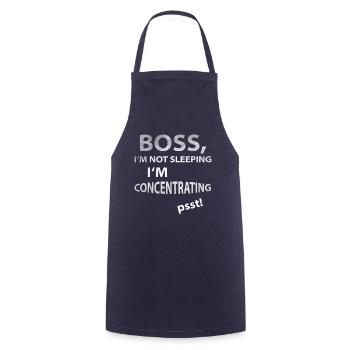 Boss, I don't sleep, I concentrate! - Cooking Apron - navy - Front - AI Model Male 185 dark (185cm)