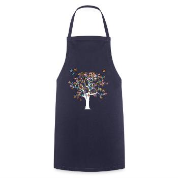 Butterfly Tree Beautiful Design - Butterflies - Cooking Apron - navy - Front - AI Model Male 185 dark (185cm)