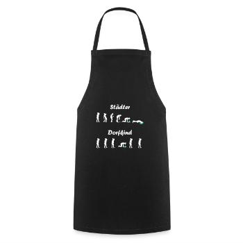Drôle de citadin vs village cadeau d’enfant - Tablier de cuisine - noir - Devant - AI Model Male 185 dark (185cm)
