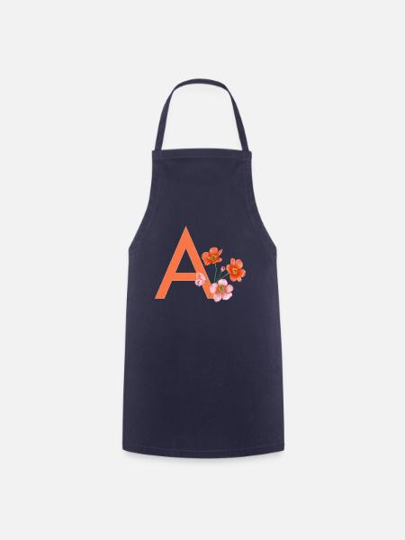 A mit Blumen - Kochschürze - Navy