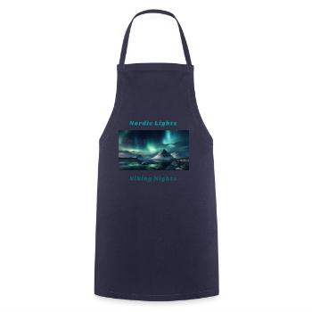 Panorama Northern Lights with Viking saying - Cooking Apron - navy - Front - AI Model Male 185 dark (185cm)
