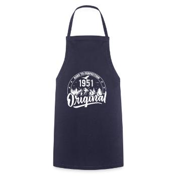 Original 1951 Vintage cadeau d’anniversaire 1951 - Tablier de cuisine - marine - Devant - AI Model Male 185 dark (185cm)