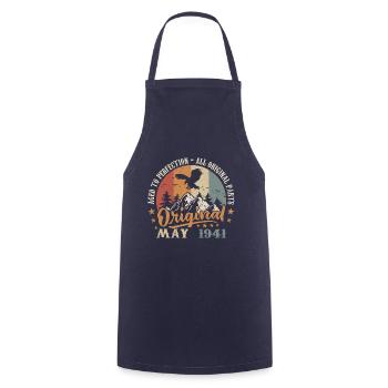 May 1941 Birthday Gift 1941 May - May 1941 - Cooking Apron - navy - Front - AI Model Male 185 dark (185cm)