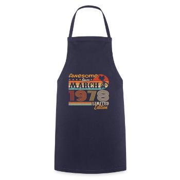 March 1978 Vintage 1978 Retro Birthday Gift - Cooking Apron - navy - Front - AI Model Male 185 dark (185cm)