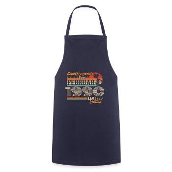 Birthday Vintage Gift Idea February 1990 - Cooking Apron - navy - Front - AI Model Male 185 dark (185cm)