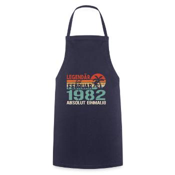 Birthday Gift - Vintage February 1982 - Cooking Apron - navy - Front - AI Model Male 185 dark (185cm)